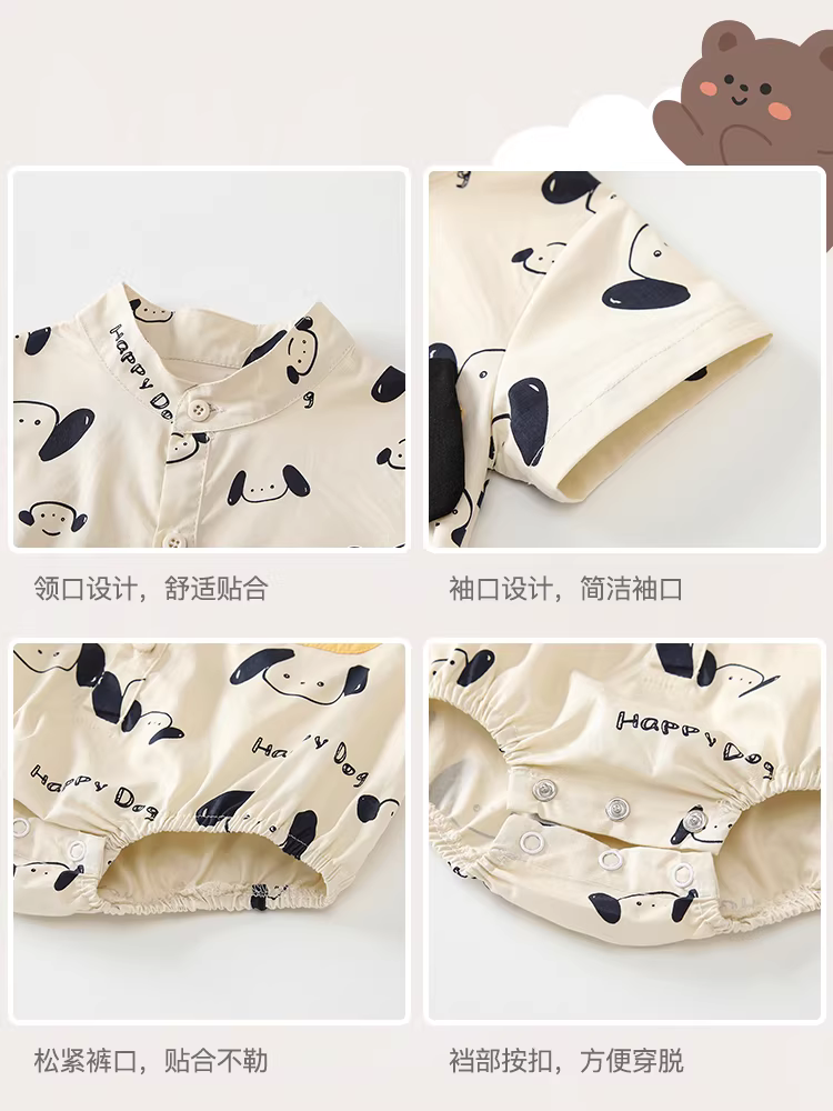 Fanhai Bé Mùa Hè Romper Áo Liền Quần Quần Áo Sơ Sinh Bé Trai Jumpsuit Full Tháng Trăm Ngày Romper Mùa Hè Phong Cách Mỏng