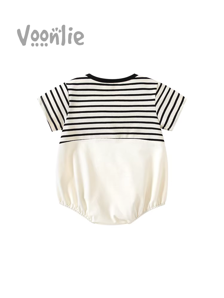 Quần áo trẻ em, bộ liền thân mỏng mùa hè, bộ liền thân sơ sinh cho bé trai, bộ liền thân siêu dễ thương cho bé trai đủ tháng trăm ngày mùa hè