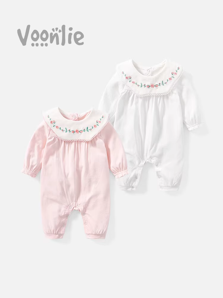 Quần áo trẻ em Fanhai trang phục mùa thu cotton nguyên chất áo liền quần sơ sinh bé gái trăm ngày đầy tháng công chúa áo liền quần sành điệu mùa xuân và mùa thu