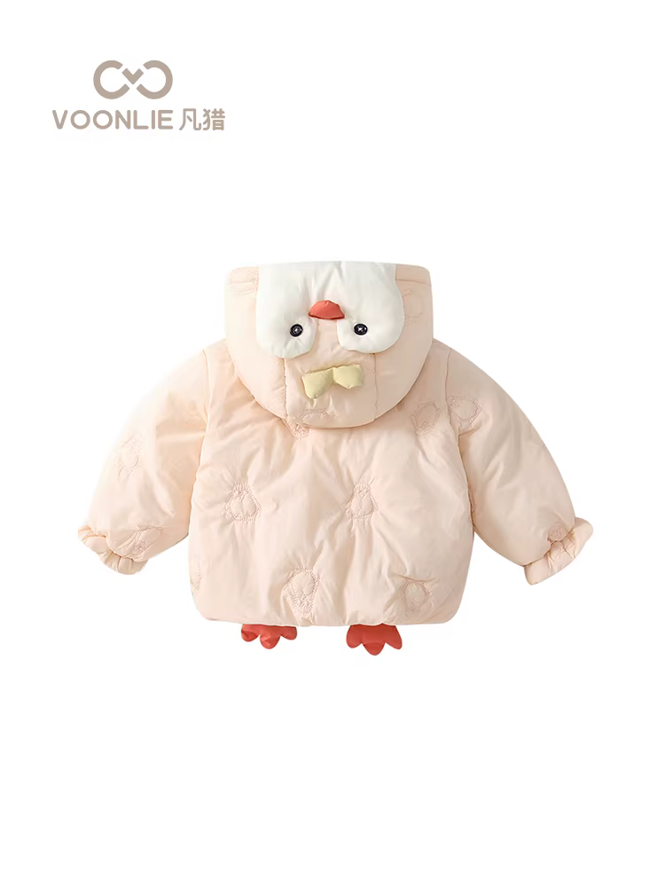 Áo khoác mùa đông bằng cotton cho bé gái Fanhai, áo khoác thời trang, quần áo dày dặn bằng lông nhung cho trẻ em, áo có mũ lót lông cừu cho mùa đông