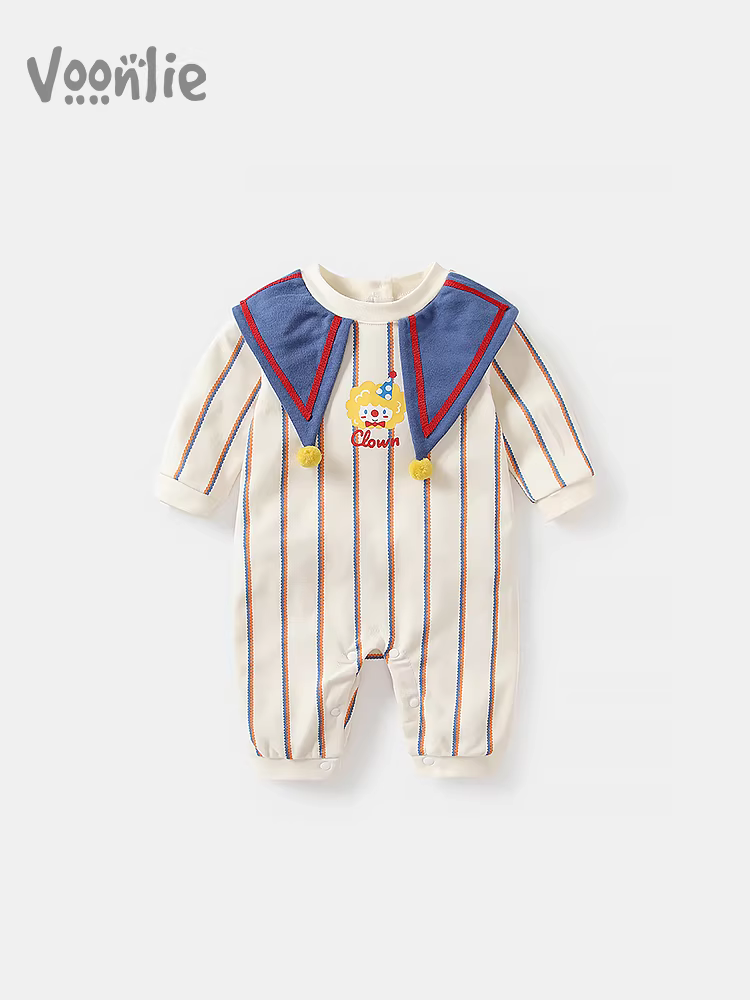 Fanhai Quần áo mùa thu cho bé Quần áo sơ sinh Unisex Áo liền quần cho bé đủ tháng Trăm ngày siêu dễ thương Bộ áo liền quần đáng yêu mùa xuân và mùa thu