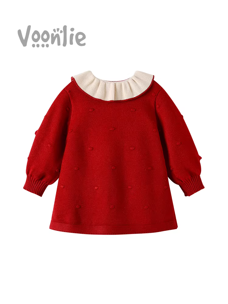 Váy len bé gái thu đông 2025 kiểu mới, váy công chúa trẻ em thời trang, váy bé gái một tuổi, váy Tết