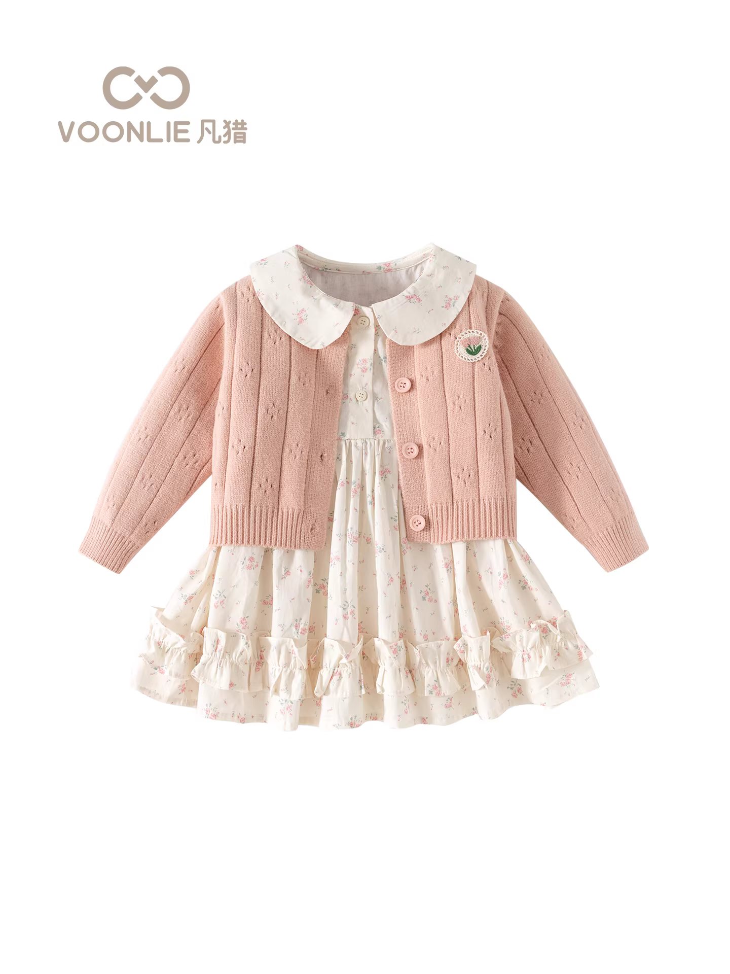 Váy bé gái Fanhle Thu 2025 Mẫu mới Thời trang Váy công chúa bé yêu Bộ áo len dệt kim cho mùa xuân và mùa thu