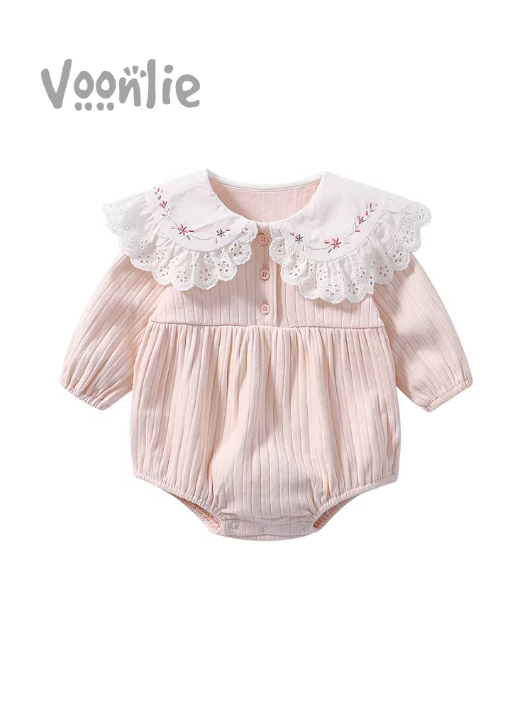 Fanhai Bé Mùa Thu Quần Áo Quần Áo Sơ Sinh Bé Gái Romper Áo Liền Quần Trăng Tròn Công Chúa Jumpsuit Cotton Nguyên Chất Onesie Xuân Thu