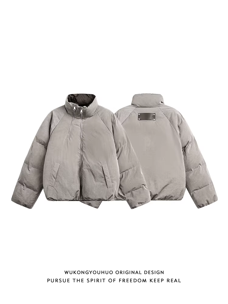 Wukong có sẵn áo khoác phao cổ đứng dày dặn kiểu Mỹ cổ điển có khóa kéo dành cho nam, áo khoác cotton mùa đông hợp thời trang, ấm áp và đa năng.