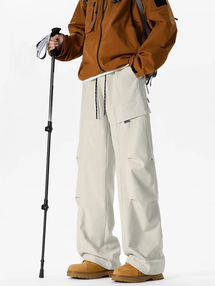 Wukong có sẵn quần leo núi và đi bộ đường dài dành cho nam, phong cách đường phố Mỹ, dáng rộng, lót lông cừu, quần cargo lính dù ngoài trời.