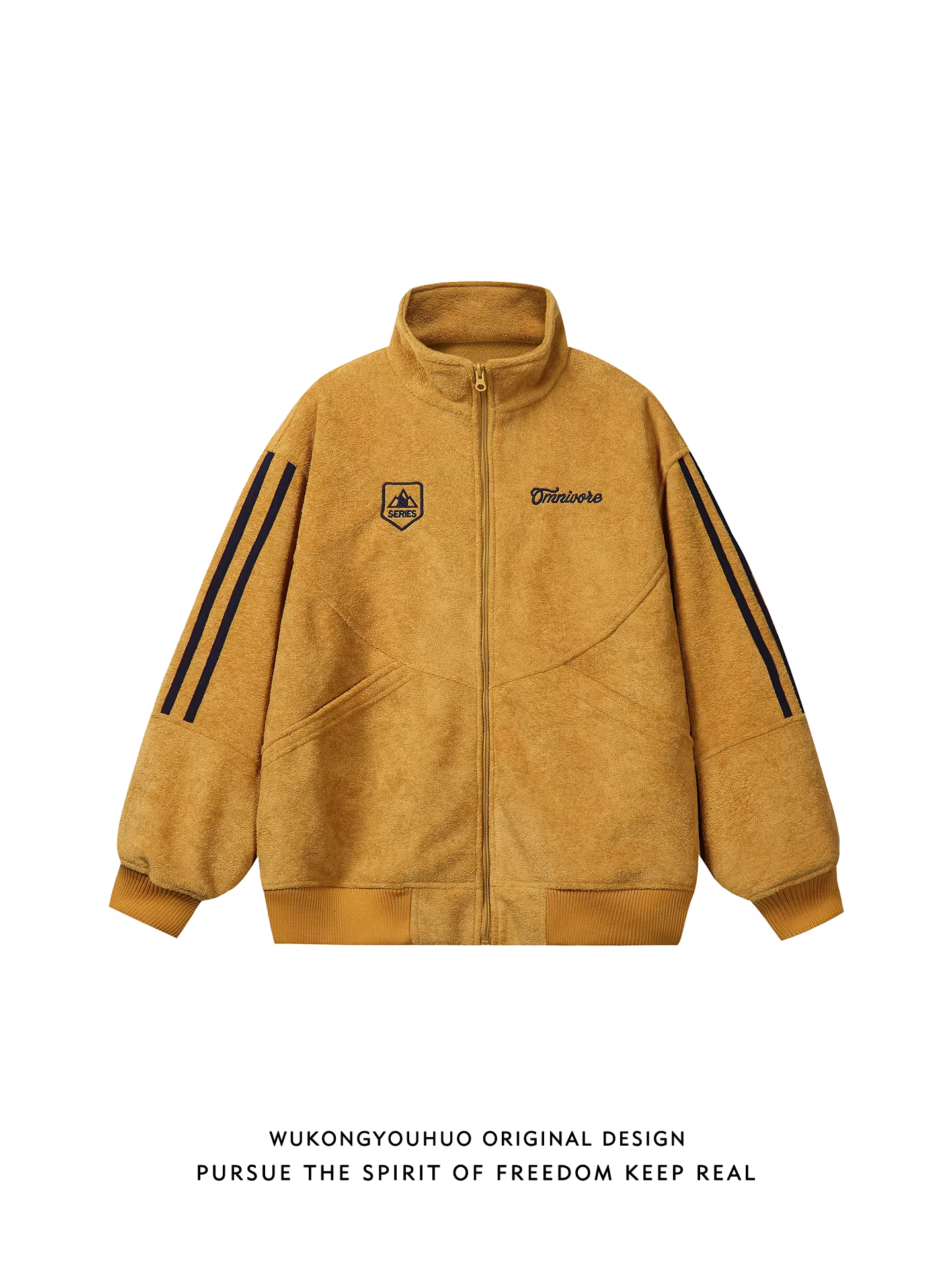 Wukong có sẵn áo khoác cotton cổ đứng thêu len cừu kiểu Mỹ thời thượng dành cho nam, áo khoác cotton rộng rãi và đa năng dành cho cặp đôi mùa đông.