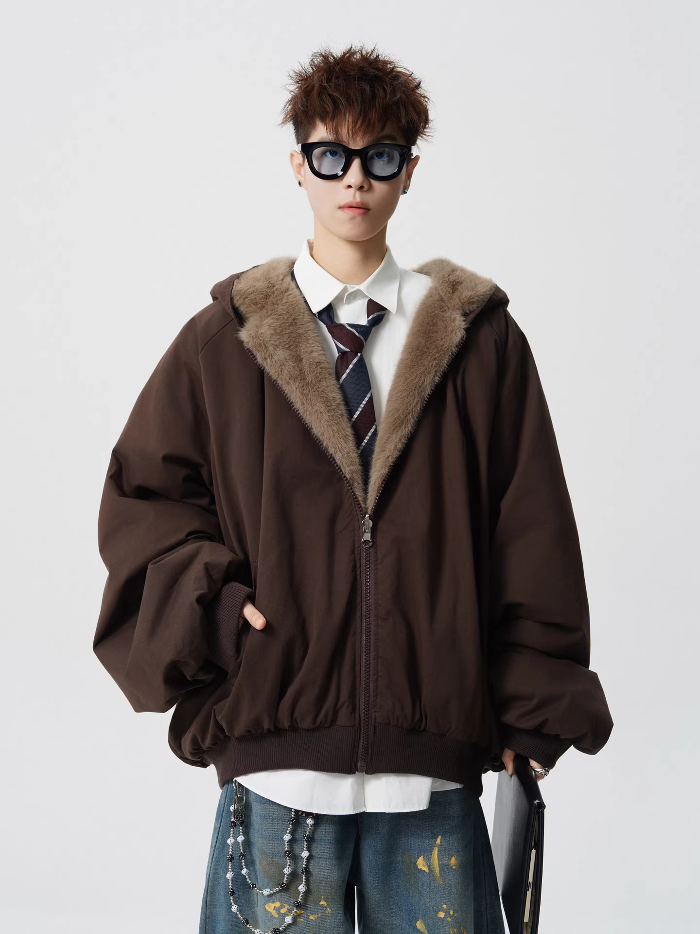 Wukong có sẵn áo khoác cotton có mũ trùm đầu bằng lông thỏ giả thời trang, có thể mặc hai mặt, dành cho nam và nữ, áo khoác cotton ấm áp, phong cách cổ điển dành cho cặp đôi mùa đông.