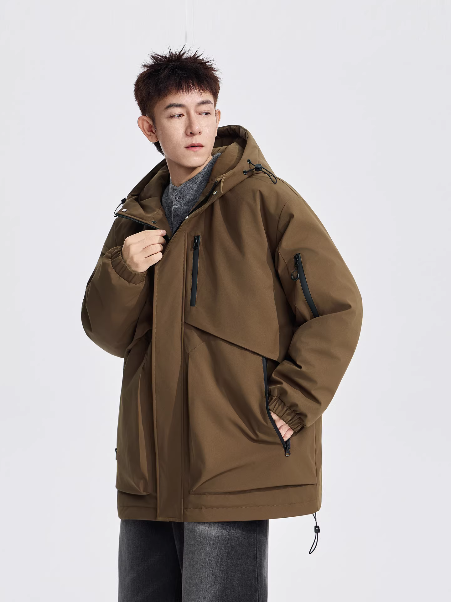 Wukong có sẵn áo khoác phao có mũ thời trang mùa đông dành cho nam, áo khoác ấm đa năng kiểu cổ điển, chất liệu lông vũ.