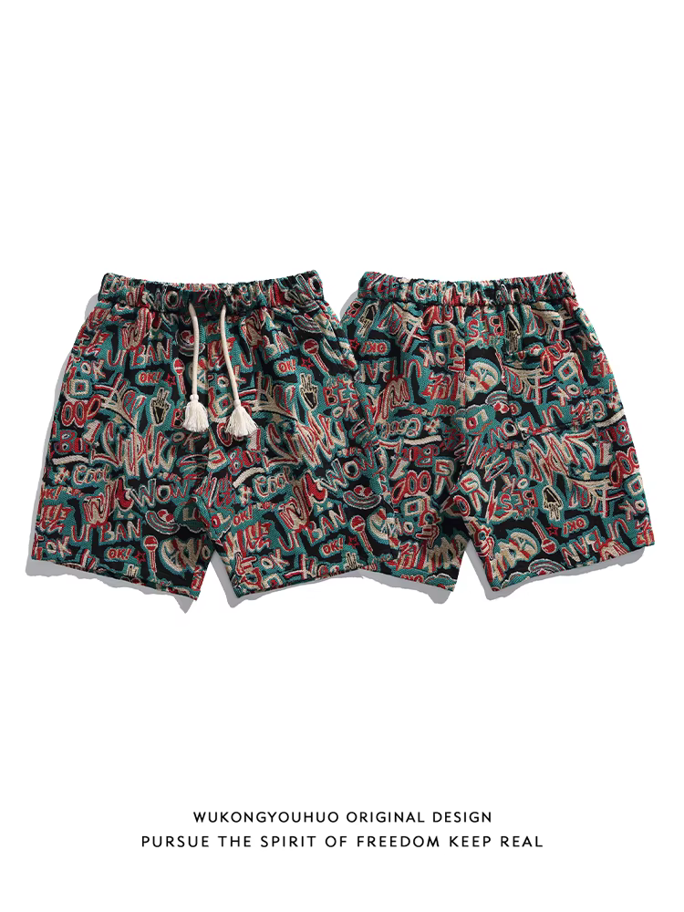 Wukong có sẵn quần short thể thao dây rút kiểu retro thời thượng dành cho nam và nữ, quần short phong cách đường phố rộng rãi, đa năng, thích hợp đi biển và mặc thường ngày.