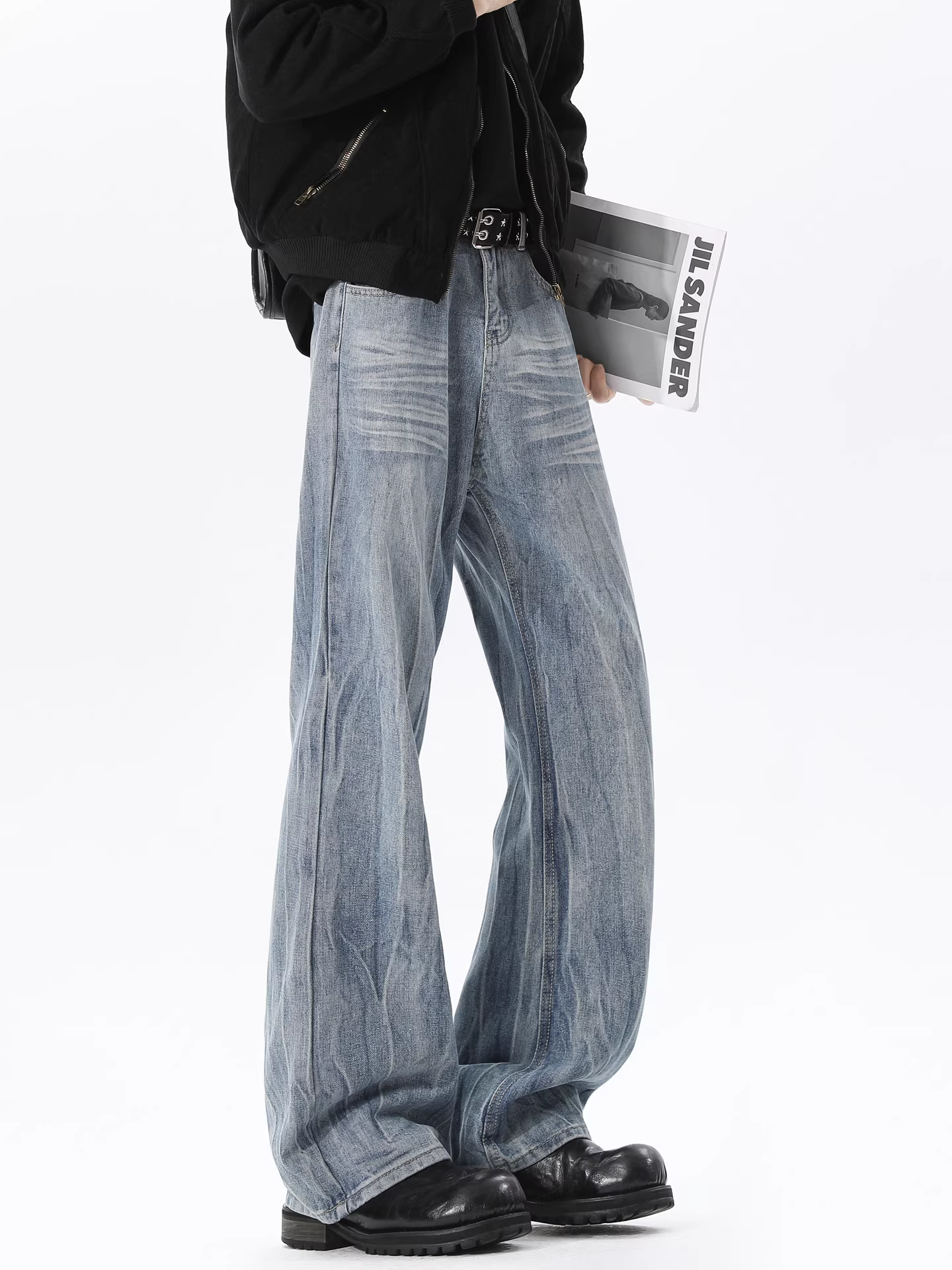 Ngộ Không có sẵn quần jean nam kiểu Mỹ, phong cách washed và distressed, dáng thẳng, ôm vừa vặn, quần ống rộng, thời trang và thoải mái.