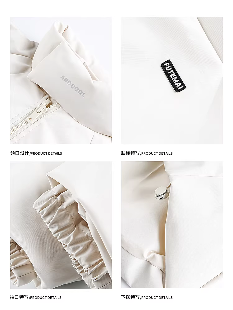 Wukong có sẵn áo khoác phao ngắn cổ đứng kiểu Mỹ, thiết kế ghép mảnh, dành cho nam, thương hiệu thời thượng, kiểu dáng cặp đôi, dáng rộng, ấm áp và dày dặn bằng vải cotton.