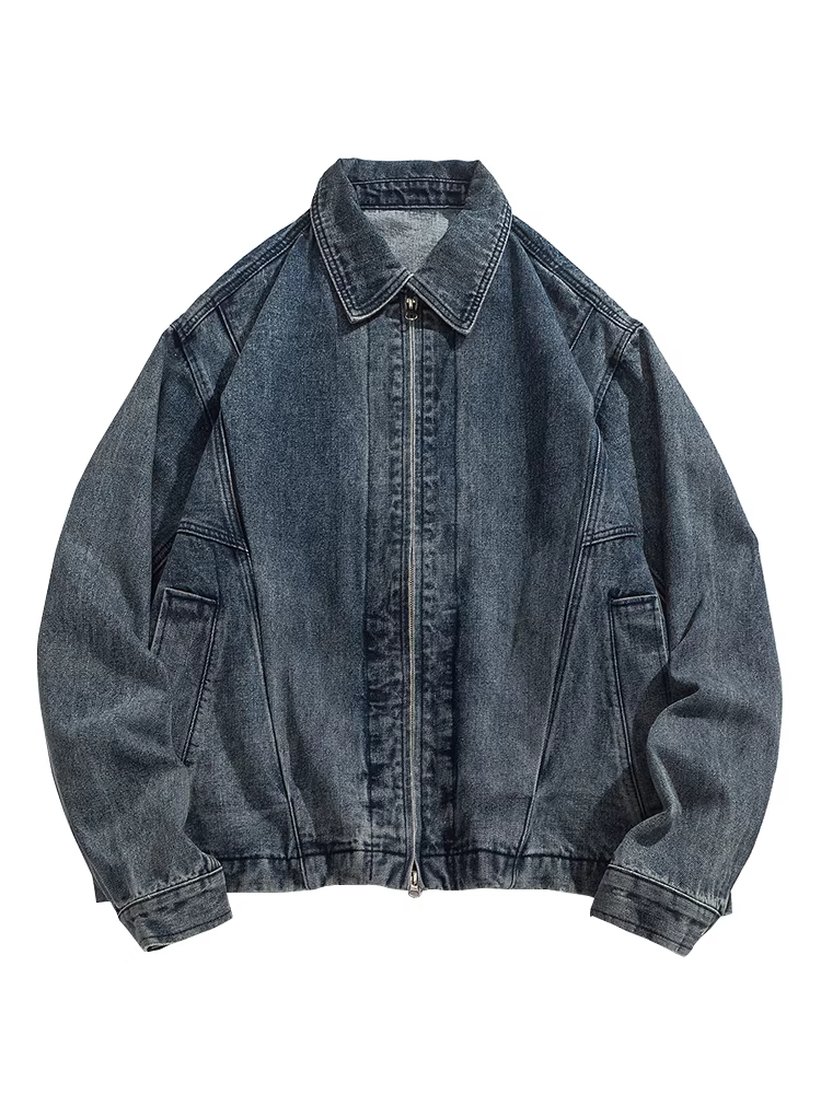 Wukong có sẵn áo khoác denim kiểu Mỹ thời thượng, phối vải, thiết kế phá cách, kiểu dáng cũ kỹ dành cho nam và nữ, áo khoác rộng rãi, thời thượng, đa năng.