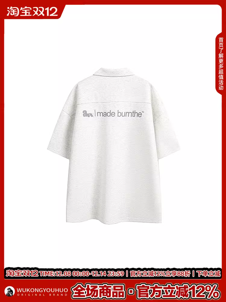 Wukong có sẵn áo thun POLO ngắn tay phong cách Mỹ, trang trí kim loại, thời thượng dành cho nam, áo thun cặp đôi mùa hè kiểu vintage rộng rãi, thoải mái.