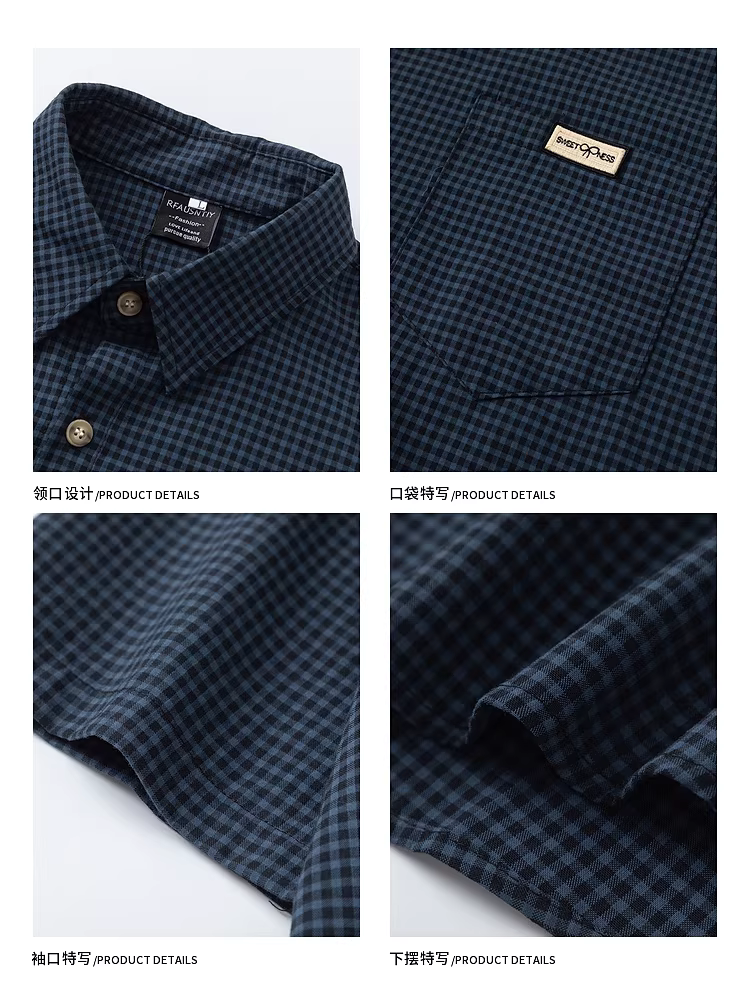 Wukong có sẵn áo sơ mi ngắn tay kẻ ca rô mùa hè 2025 dành cho nam và nữ, kiểu Nhật Bản, dáng rộng, đa năng, phong cách thường ngày dành cho cặp đôi.