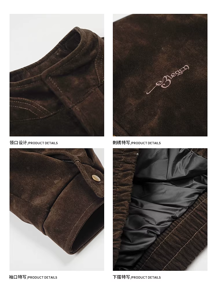 Wukong có sẵn áo khoác ngắn kiểu phi công bằng da lộn kiểu Mỹ, kiểu dáng Barn, dành cho nam, mùa đông, phong cách đường phố, chống lạnh và giữ ấm.