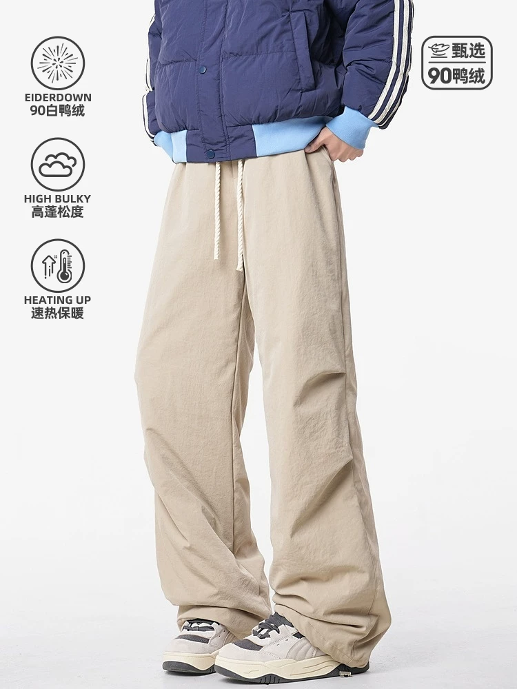 Wukong có sẵn quần lông vũ trắng 90% giữ ấm mùa đông dành cho nam, kiểu dáng thẳng, phong cách retro thời thượng, quần trượt tuyết dày dặn dành cho cặp đôi.