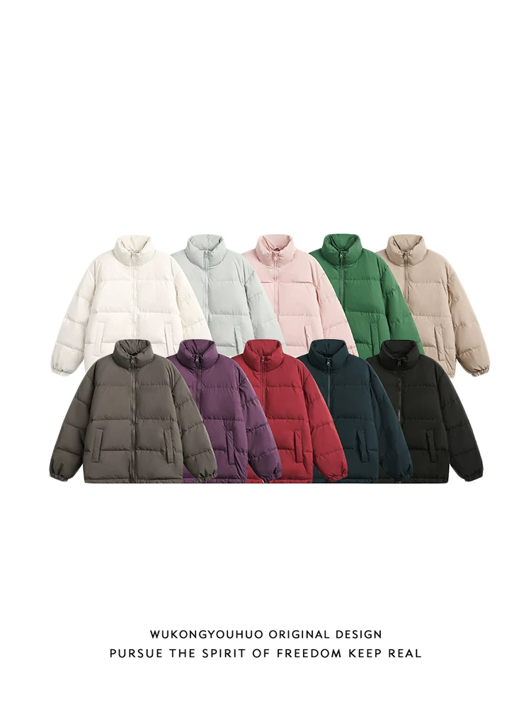 Áo khoác phao cổ đứng mùa đông thời thượng thương hiệu cơ bản 90% lông vũ trắng của Ngộ Không dành cho nam, áo khoác cotton đa năng ấm áp kiểu retro dành cho cặp đôi.