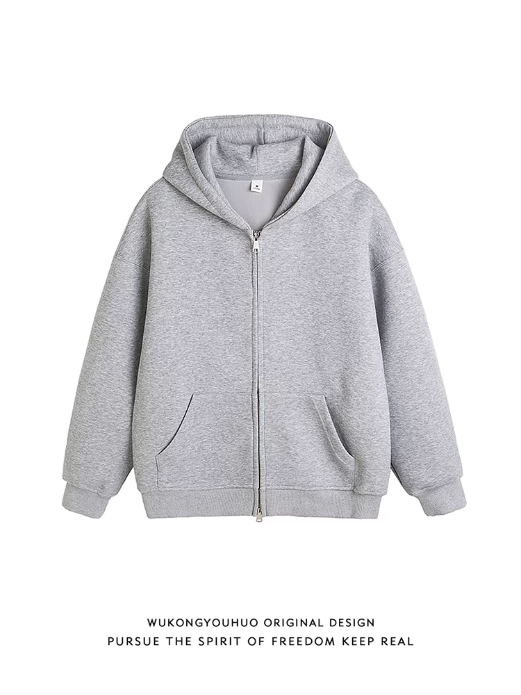 Wukong có sẵn áo khoác cardigan có mũ trùm đầu kiểu retro mùa thu thời thượng dành cho nam và nữ, áo hoodie rộng rãi, cơ bản, đa năng, phong cách thường ngày.