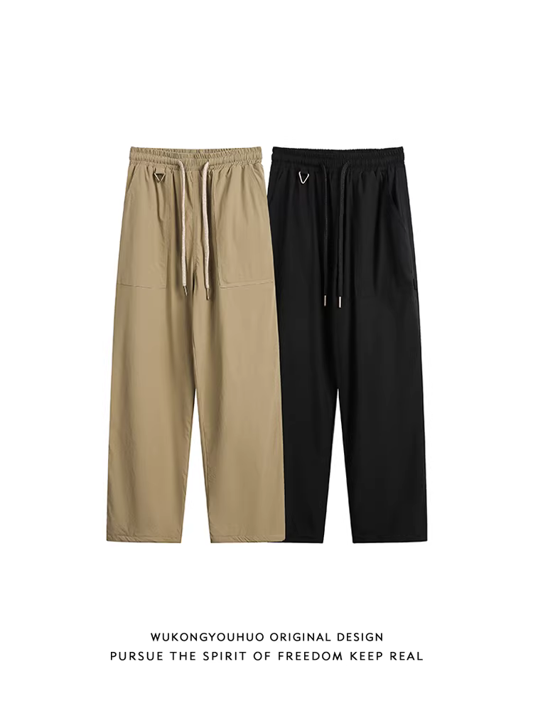 Wukong có sẵn quần dài mùa đông kiểu retro thập niên 90, chất liệu lông vũ trắng, dáng thẳng, dành cho nam, màu trơn, ấm áp, giữ nhiệt, đa năng, phong cách thường ngày.