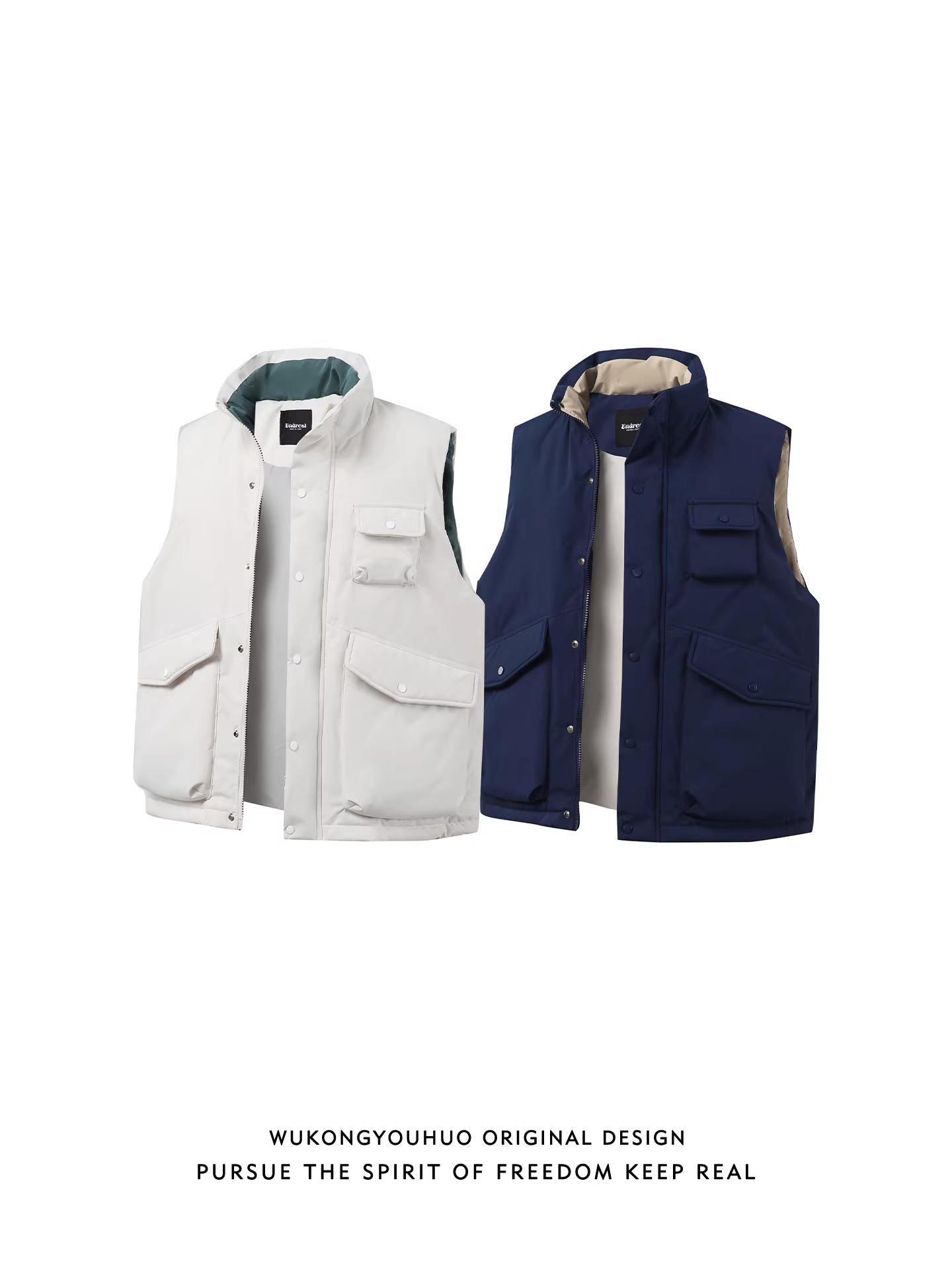 Wukong có sẵn áo vest lông vũ trắng 90% kiểu Mỹ nhiều túi, áo khoác ngoài ấm áp thời trang mùa đông dành cho nam.