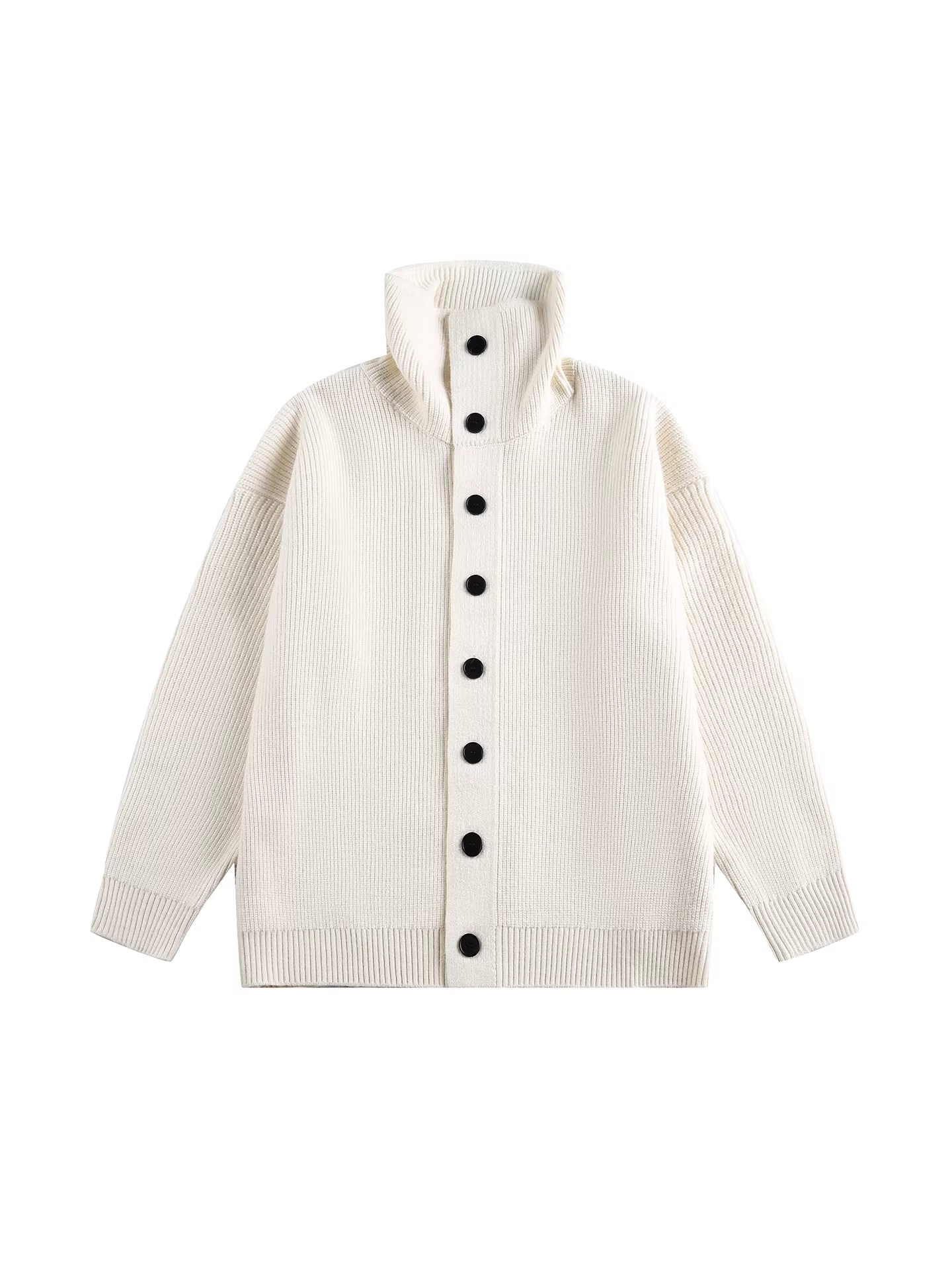 Wukong có sẵn áo len cardigan cổ cao cài nút mùa đông kiểu retro dành cho nam, thương hiệu thời thượng, dáng rộng, áo khoác dệt kim ấm áp dành cho cặp đôi.