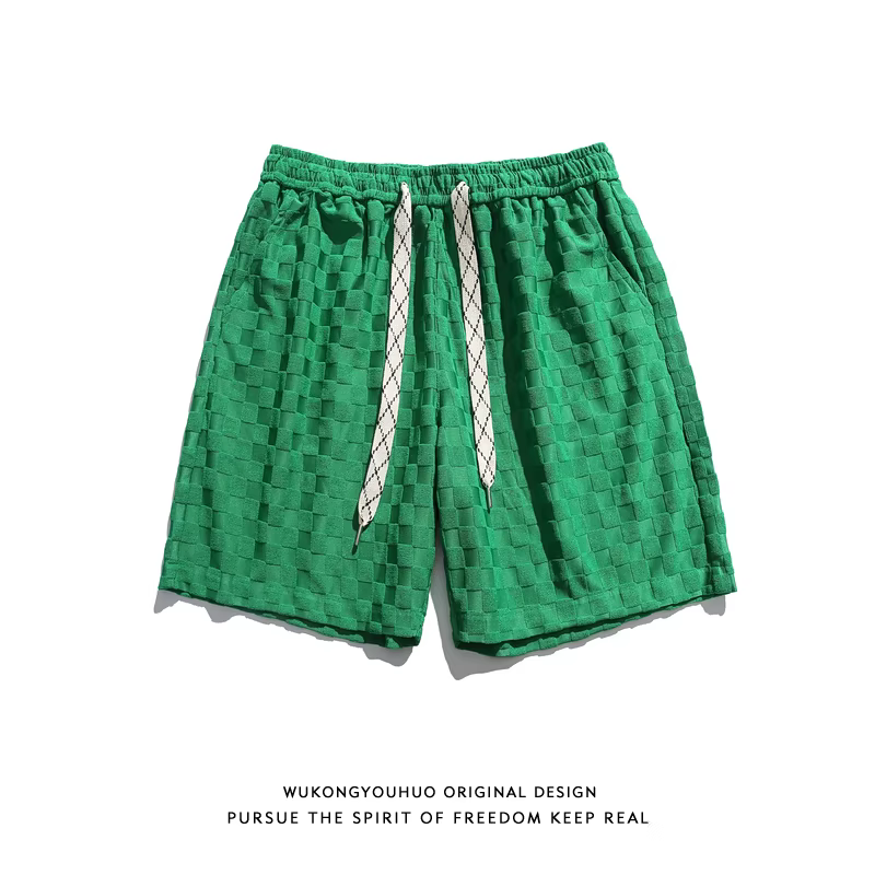 Ngộ Không có sẵn quần short nam kiểu dáng kẻ caro thời thượng mùa hè, phong cách đường phố cổ điển, kiểu dáng rộng rãi phong cách BF, quần năm phần.