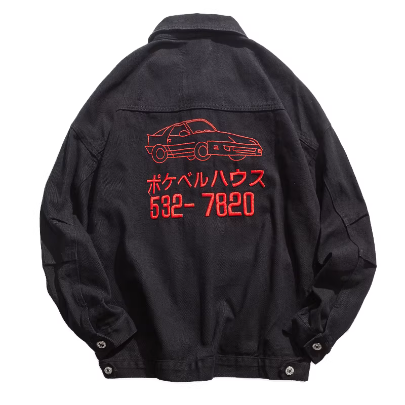 Wukong có sẵn áo khoác công nhân thêu kiểu Nhật cổ điển dành cho nam, phong cách đường phố thời thượng, dáng rộng, áo khoác đa năng, phong cách cặp đôi.