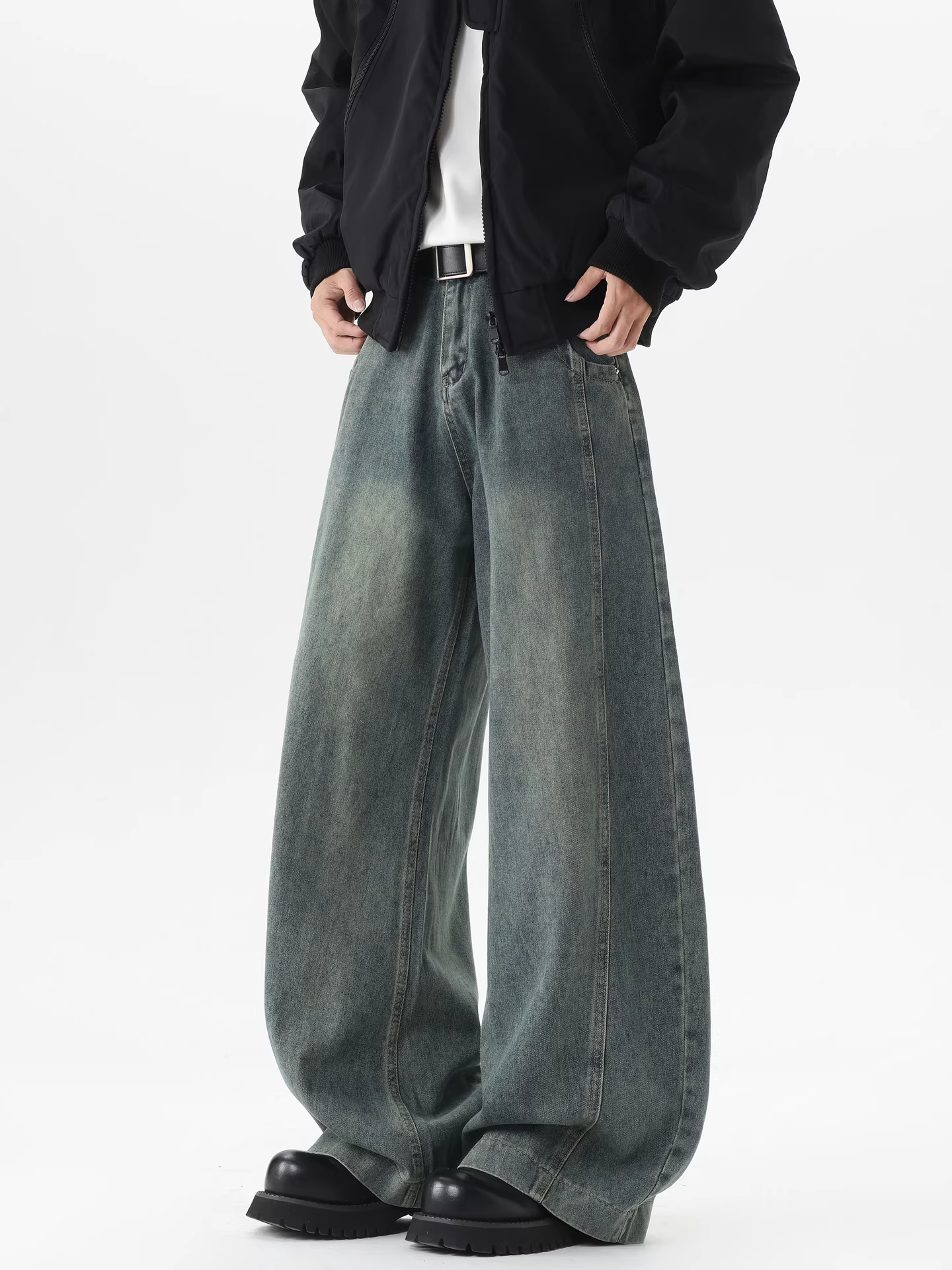 Ngộ Không có sẵn quần jeans kiểu Mỹ, phong cách đã qua xử lý, rách, dáng rộng, thời trang, đa năng dành cho nam.