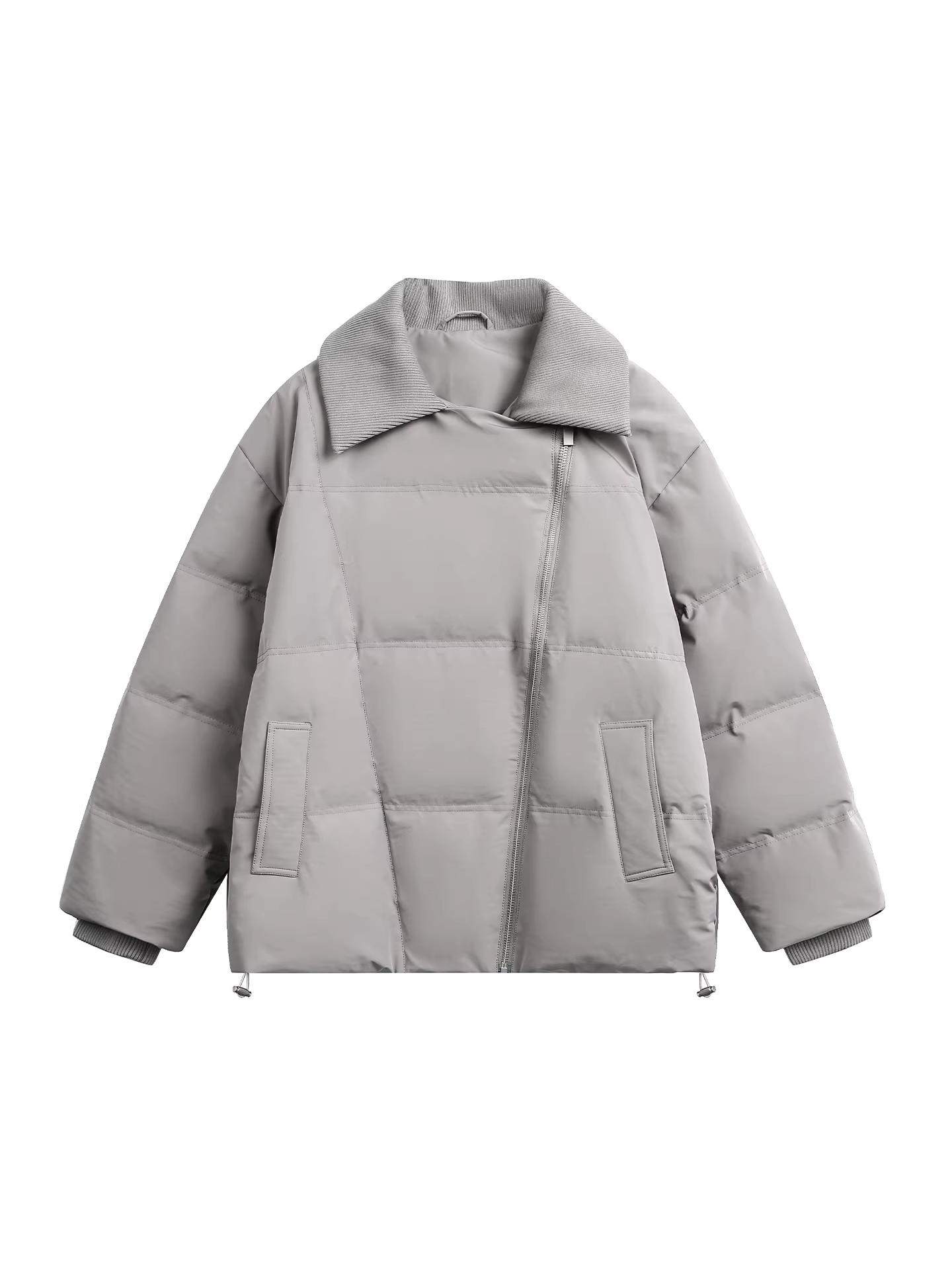 Áo khoác lông vũ trắng 80% có khóa kéo không đều, cổ áo kiểu dáng lạ mắt, dành cho nam và nữ, nhẹ và ấm áp, mùa đông, của Wukong.