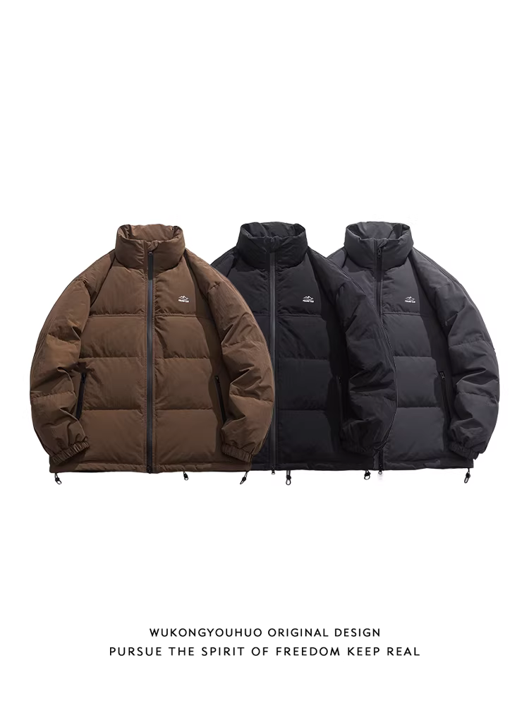 Wukong có sẵn áo khoác lông vũ cổ đứng mùa đông 85% lông vịt trắng dành cho nam, áo khoác lót bông ấm áp phong cách núi non cổ điển dành cho cặp đôi.