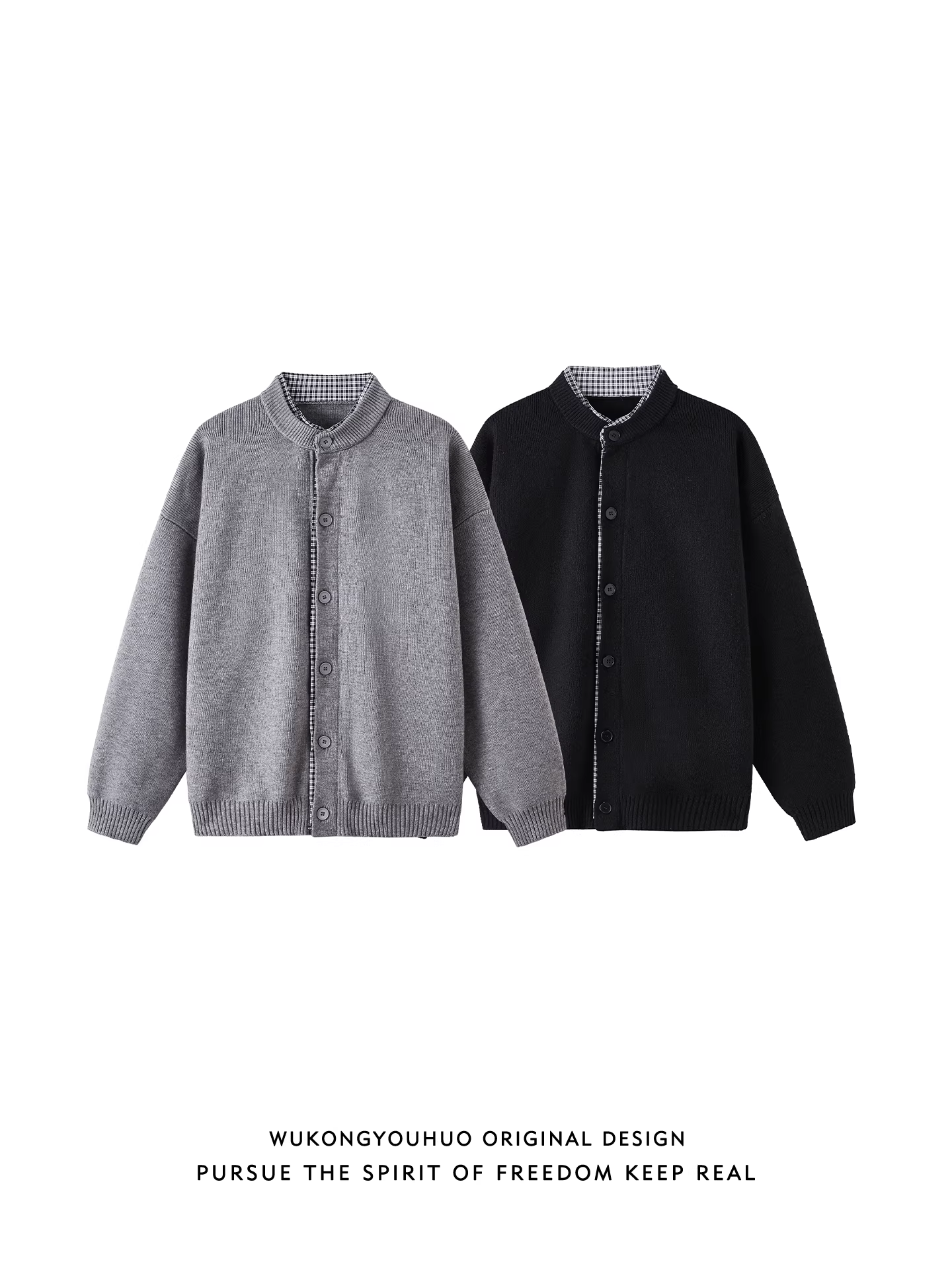 Wukong có sẵn áo len cardigan hai mảnh kiểu cổ điển dành cho nam, áo len dệt kim dáng rộng phong cách retro mùa thu dành cho cặp đôi.