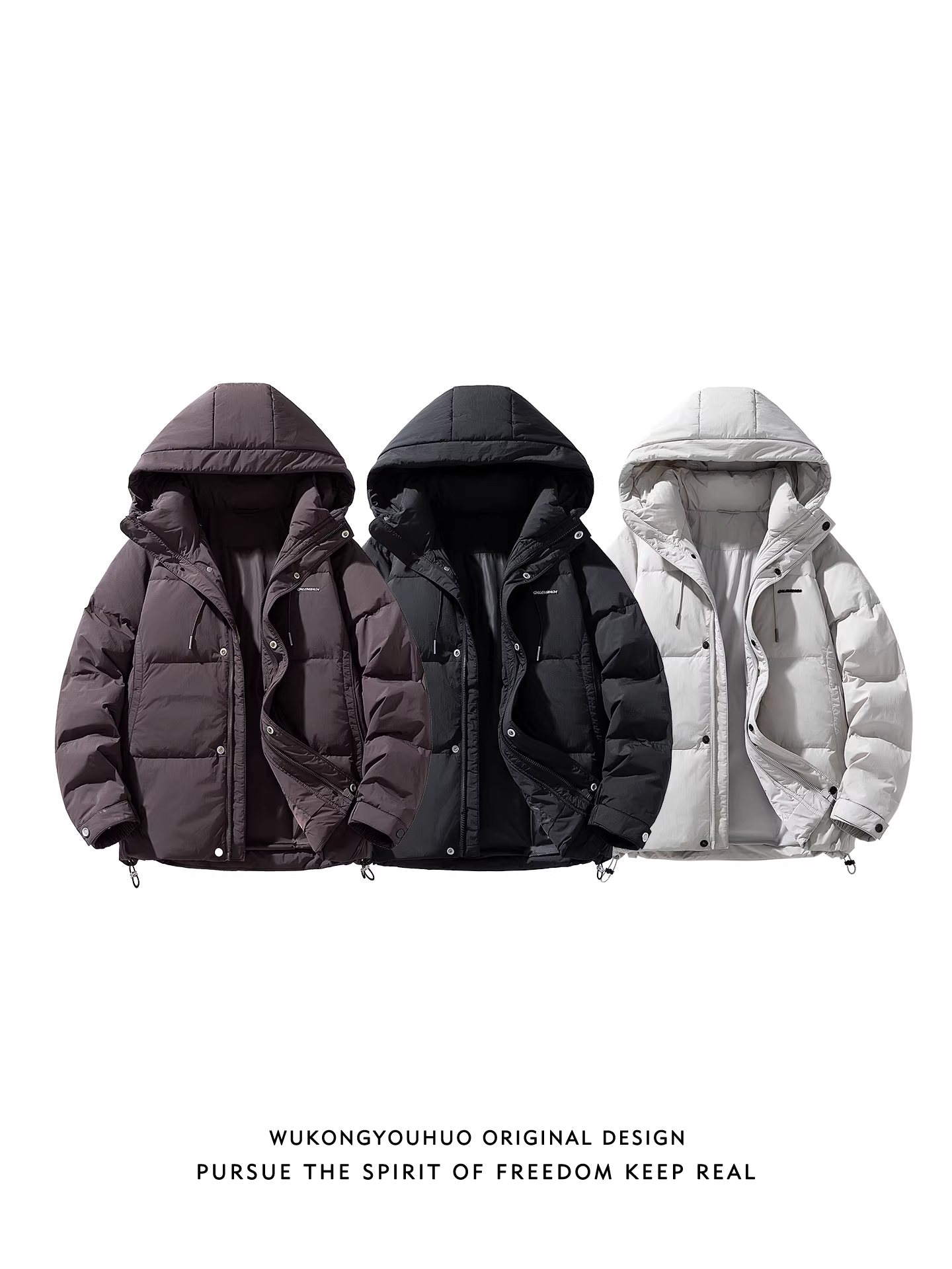 Wukong có sẵn áo khoác phao dày có mũ thời trang mùa đông dành cho nam, áo khoác phao dáng rộng cổ điển ấm áp và chống lạnh dành cho cặp đôi.