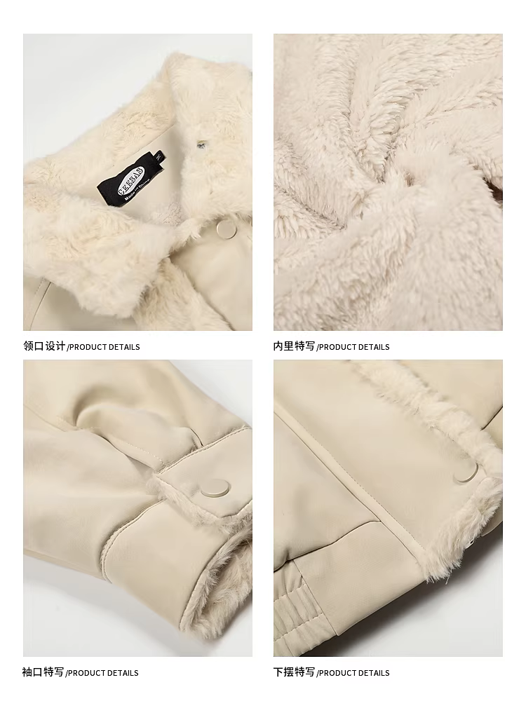 Áo khoác cotton cổ lông giả thỏ kiểu Mỹ cổ điển mùa đông của Wukong dành cho nam, áo khoác cotton ấm áp thời trang dành cho cặp đôi.