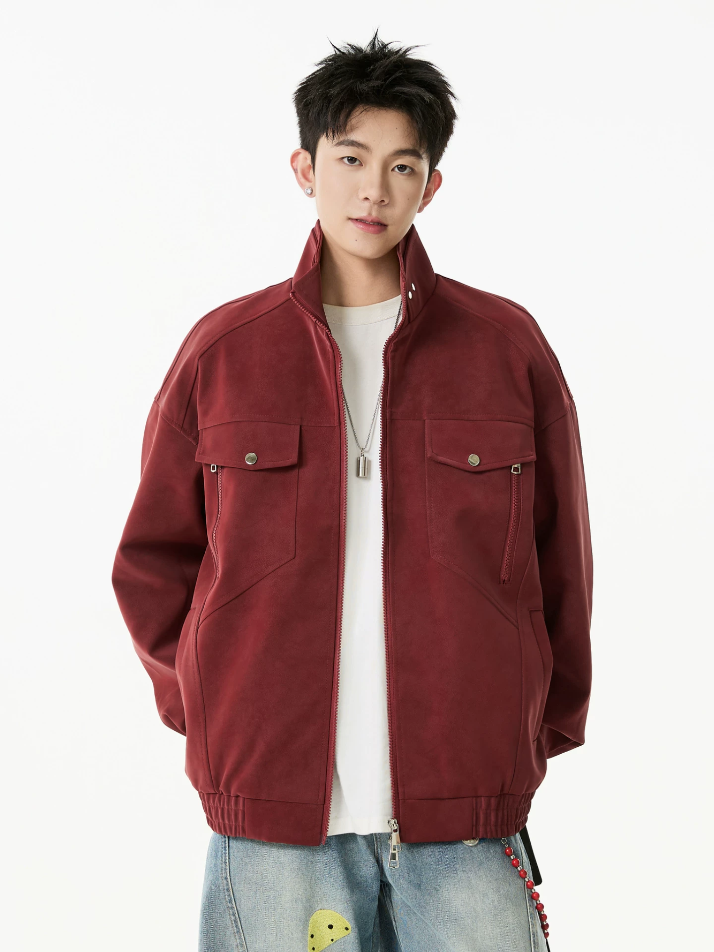 Wukong có sẵn áo khoác biker cổ đứng thời thượng phong cách đường phố dành cho nam và nữ, áo khoác và áo da nhuộm tie-dye theo phong cách retro Mỹ.