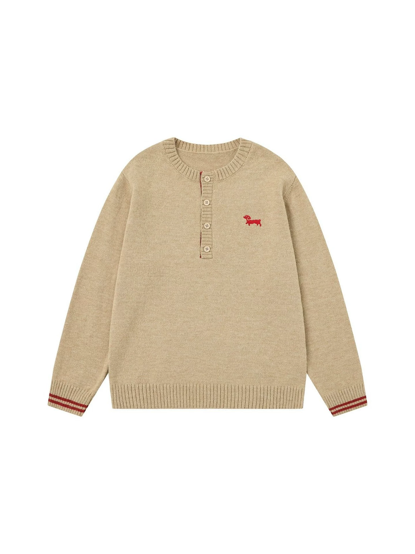 Wukong có sẵn áo len cổ Henry phong cách cổ điển thêu hình chú chó con dành cho nam, dáng rộng và đa năng cho mùa thu đông, thích hợp cho các cặp đôi.