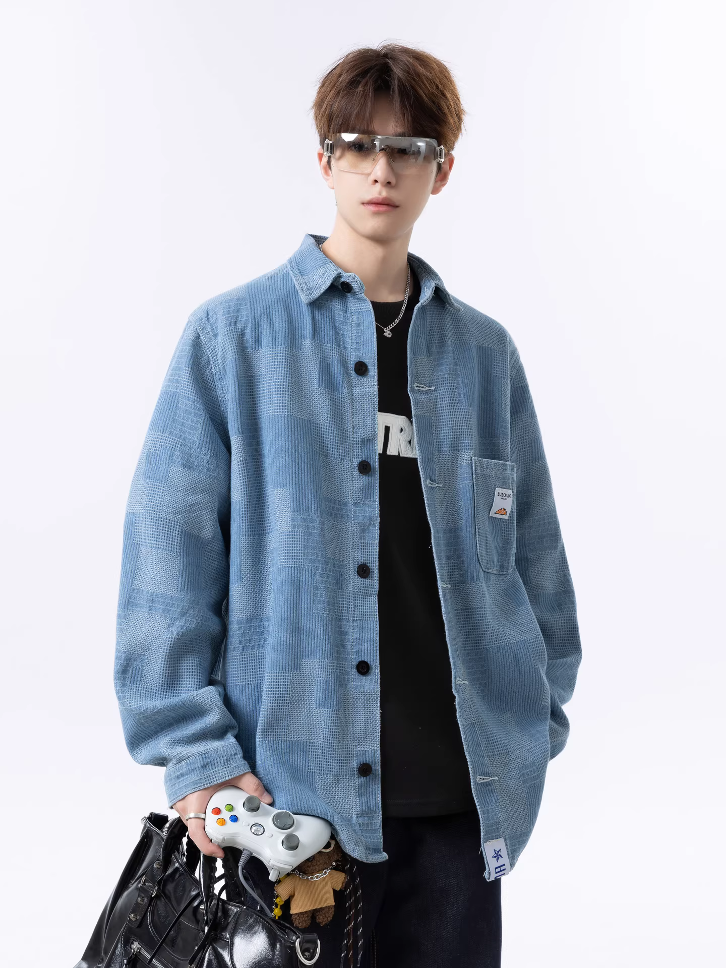 Wukong có sẵn áo sơ mi dài tay thêu logo phong cách Mỹ, kiểu dáng hiện đại, đã qua xử lý làm mềm và tạo hiệu ứng cũ, dành cho nam và nữ, áo kiểu dáng rộng rãi và đa năng, thích hợp cho mùa thu.