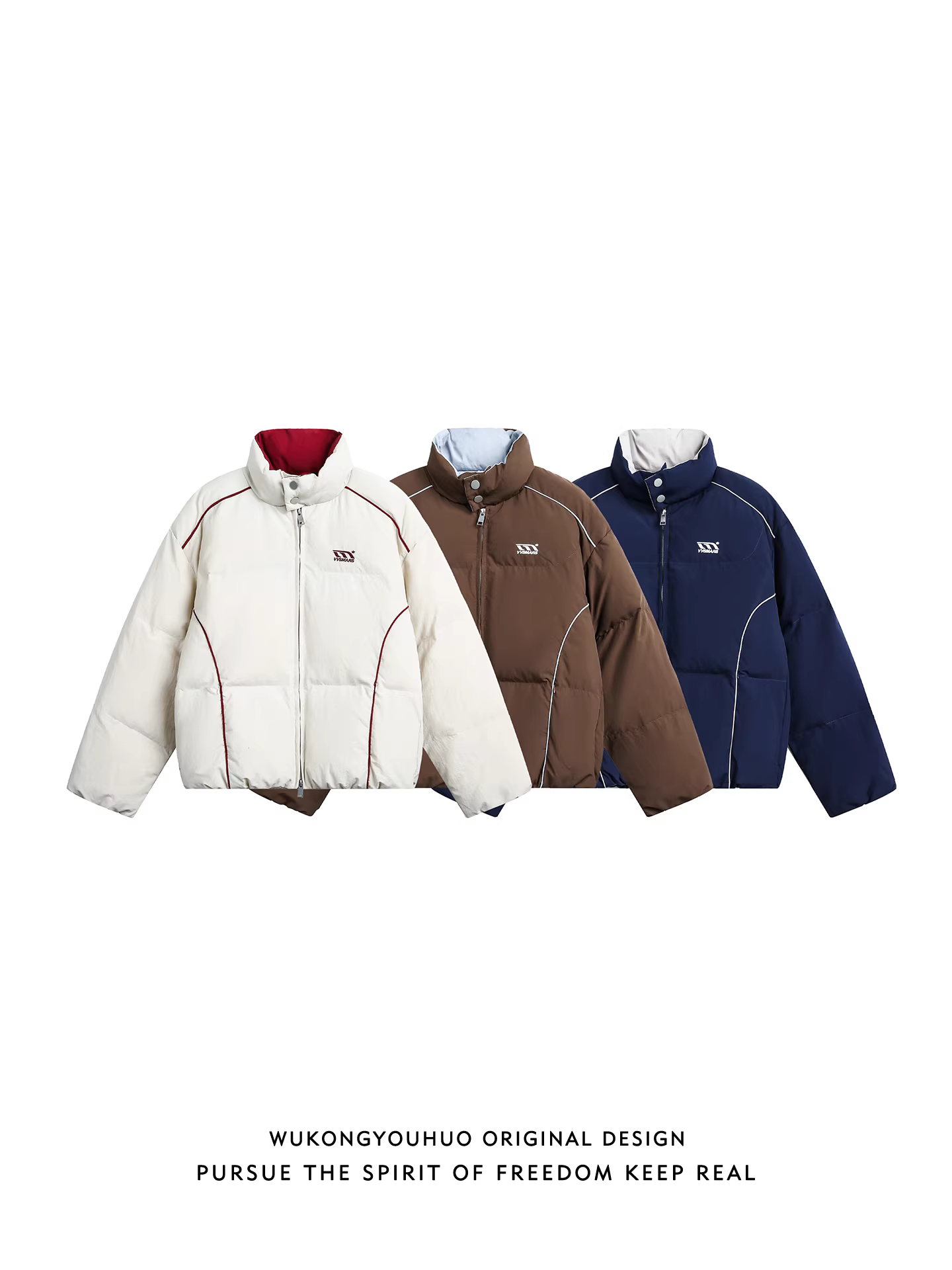 Wukong có sẵn áo khoác cotton dày cổ đứng thời trang mùa đông 2025 dành cho nam và nữ, kiểu dáng rộng rãi phong cách Mỹ, áo khoác cotton ấm áp dành cho cặp đôi.