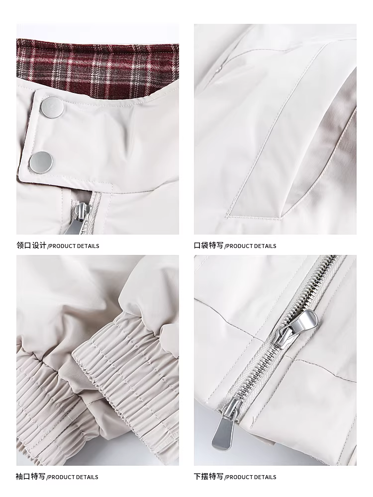 Wukong có sẵn áo khoác cotton dày dặn cổ đứng kẻ sọc hợp thời trang mùa đông dành cho nam và nữ, phong cách cặp đôi cổ điển, đa năng, ấm áp và áo khoác cotton giản dị.