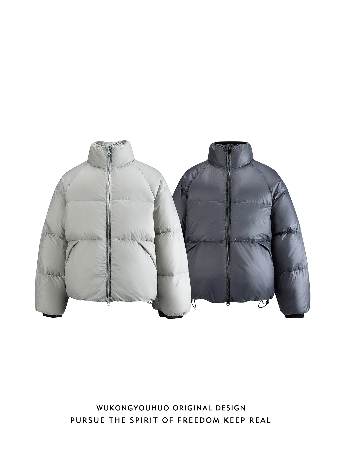 Wukong có sẵn áo khoác phao ngắn cổ đứng mùa đông, chống thấm 90%, lông vũ trắng, dành cho nam, kiểu dáng Mỹ, ấm áp và đa năng.