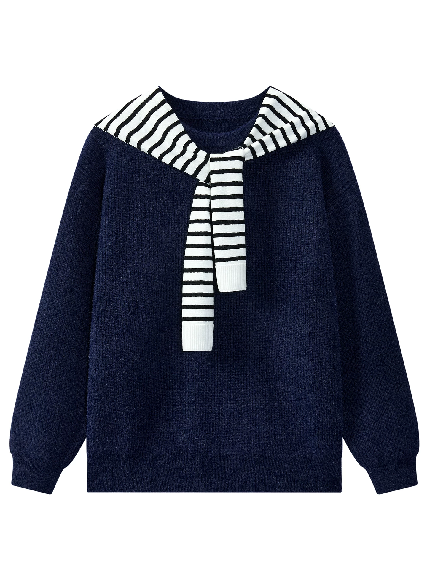 Wukong có sẵn áo len dệt kim cổ tròn hai mảnh giả cổ điển sọc kẻ dành cho nam và nữ, áo len dáng rộng phong cách giản dị dành cho cặp đôi mùa thu.