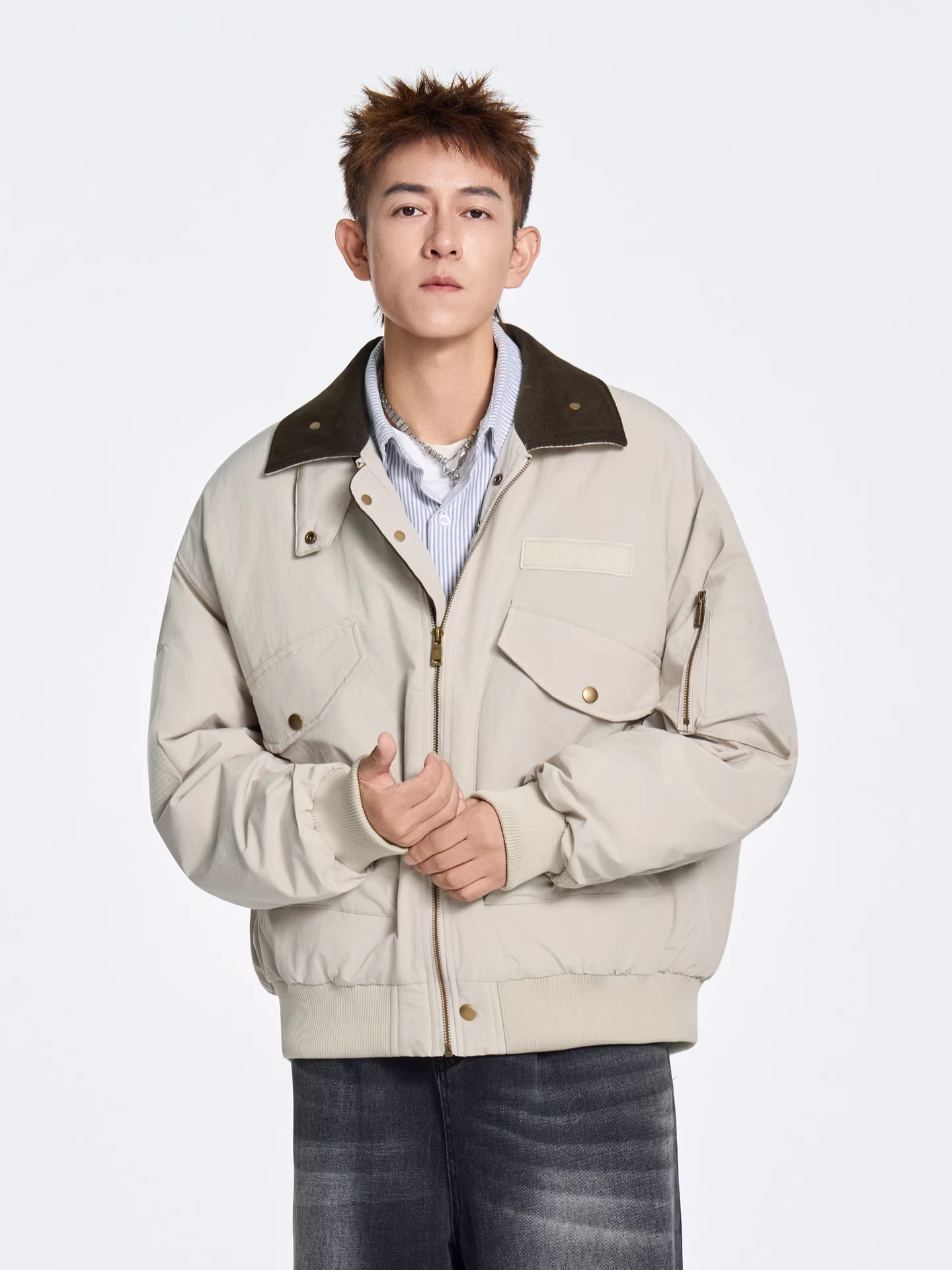 Wukong có sẵn áo khoác phao kiểu dáng công sở phong cách retro Mỹ thời thượng dành cho nam, mùa đông, 90% lông vũ, ấm áp và chống lạnh, áo khoác đa năng.