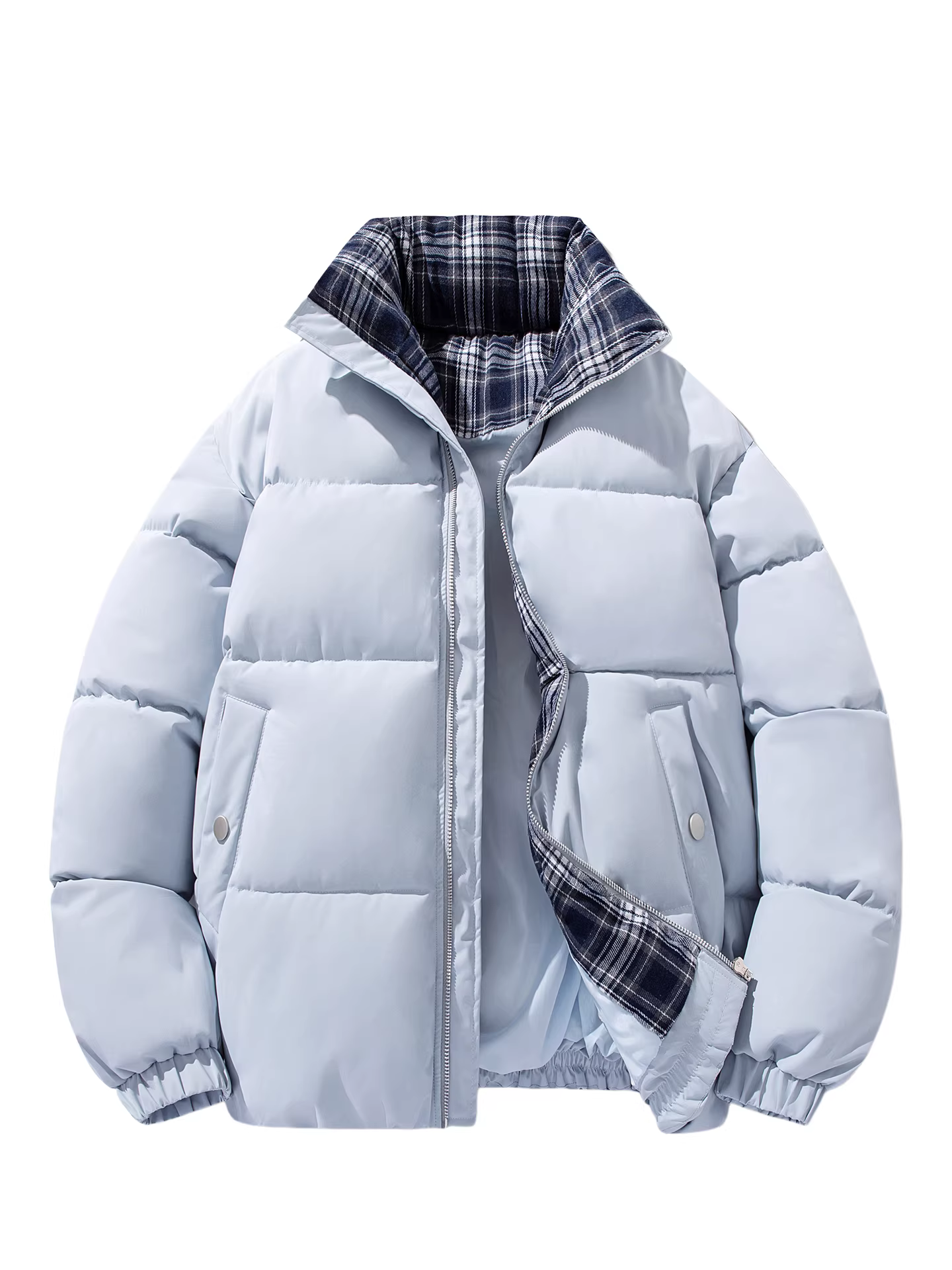 Wukong có sẵn áo khoác cotton dày dặn cổ đứng kẻ ca rô thời trang mùa đông dành cho nam và nữ, áo khoác cotton đa năng ấm áp phong cách retro dành cho cặp đôi.