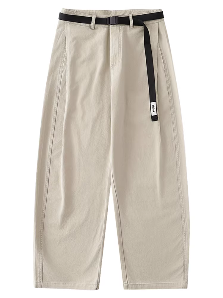 Wukong có sẵn quần cargo kiểu Nhật Bản chất liệu cotton nguyên chất đã qua xử lý, kiểu dáng vintage, dành cho nam, có dây lưng điều chỉnh, quần ống rộng, phong cách thường ngày.