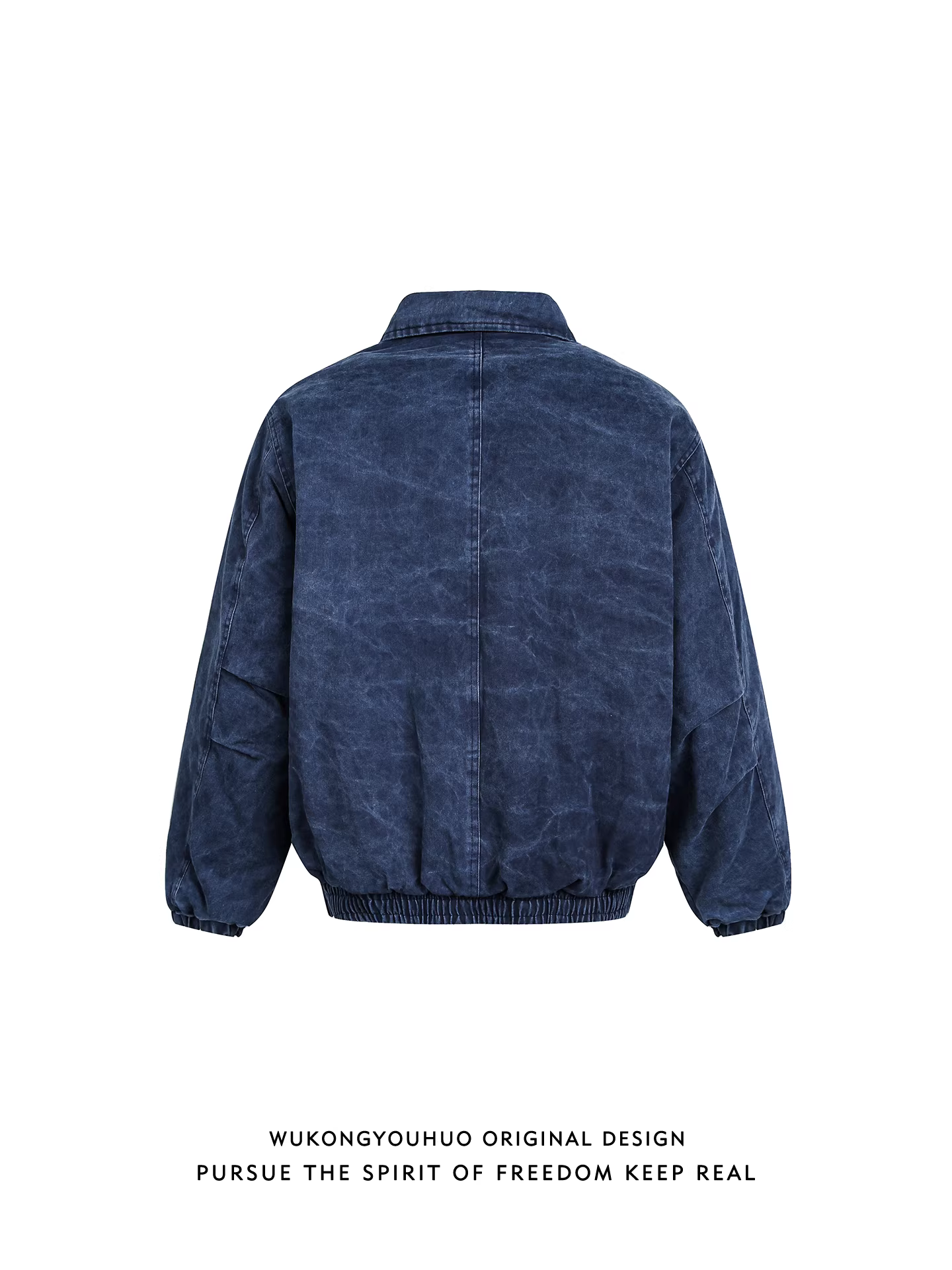 Wukong có sẵn áo khoác denim cotton màu xanh kiểu đường phố Mỹ cổ điển, đã qua xử lý làm cũ, dành cho nam và nữ, áo khoác cotton nhuộm màu tie-dye rộng rãi, hợp thời trang.