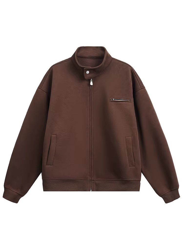 Áo khoác nỉ có mũ trùm đầu, cổ đứng, khóa kéo, kiểu dáng retro thời thượng, chất liệu dày dặn của thương hiệu Wukong, dành cho nam và nữ, kiểu dáng rộng rãi, thoải mái, phong cách Mỹ.