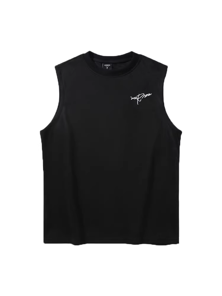 Wukong có sẵn áo thun nam không tay kiểu Mỹ thời thượng, chất liệu da lộn thêu, dáng rộng mùa hè, kiểu dáng thời thượng và đa năng.