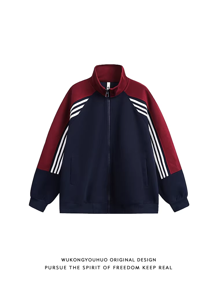 Wukong có sẵn áo khoác cardigan phối màu theo xu hướng mùa xuân, cổ đứng, dành cho nam và nữ, kiểu dáng thể thao rộng rãi, cổ điển, dành cho cặp đôi.