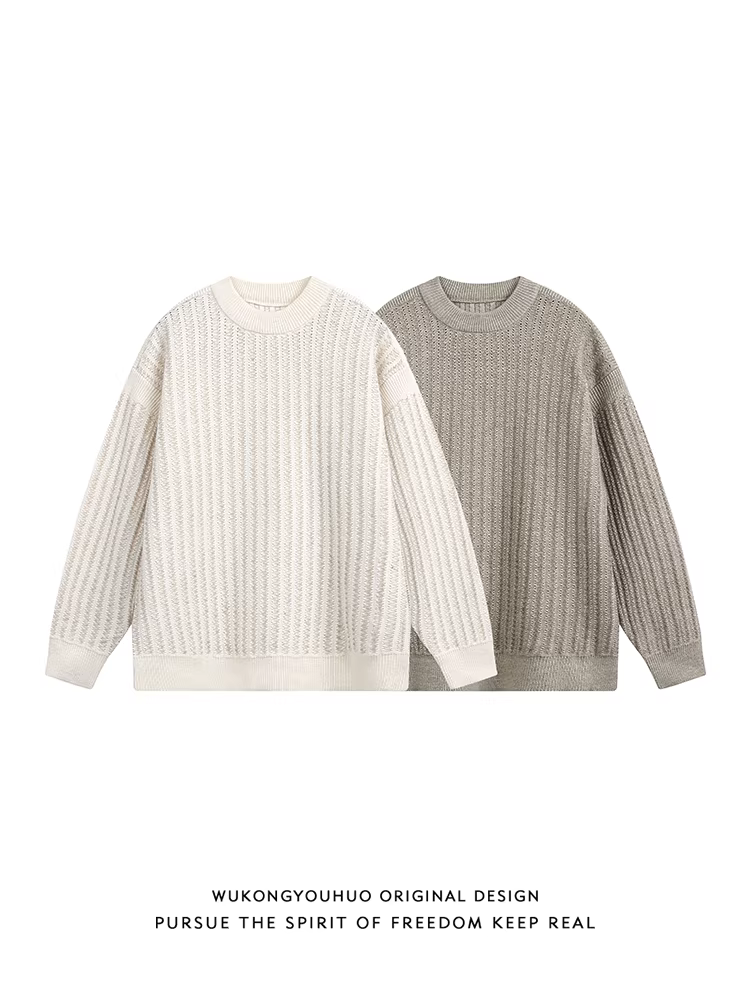 Wukong có sẵn áo len cổ tròn kiểu cổ điển dành cho nam và nữ, áo len dáng rộng đa năng, phong cách thời thượng mùa thu dành cho cặp đôi.
