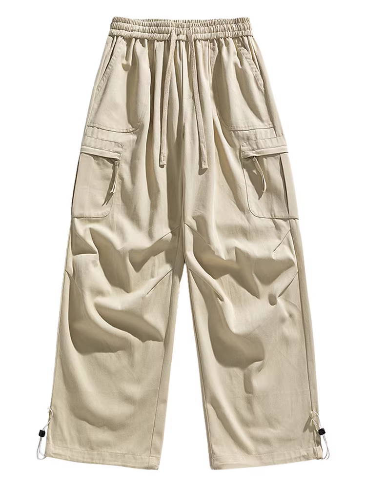Wukong có sẵn quần cargo ống đứng túi hộp lớn phong cách Mỹ thời thượng dành cho nam và nữ, quần dài dáng rộng đa năng phong cách vintage.